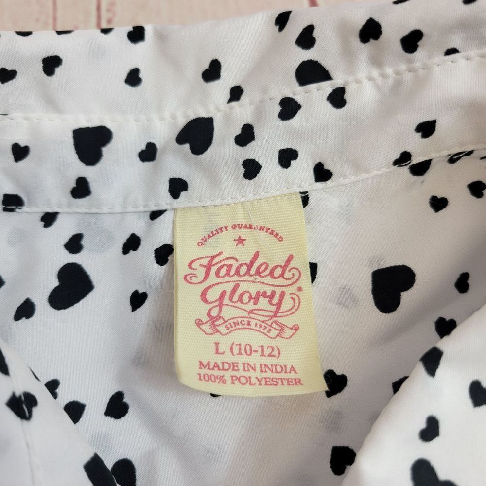 Faded Glory heart Buttondown shirt L10/12 - Picture 2 of 4